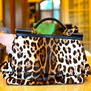 Dolce & Cabbana Leopard-Print Calf Hair Bag